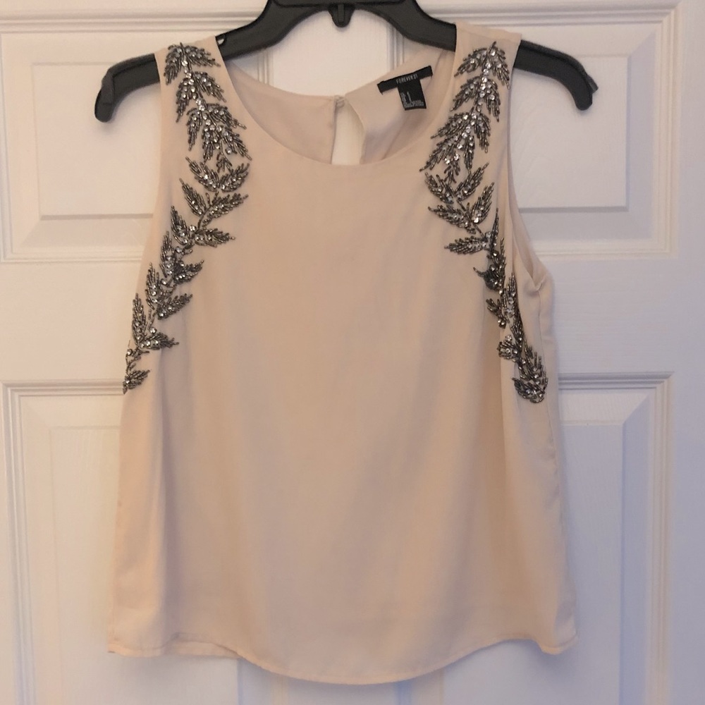 Cream top with beading detail